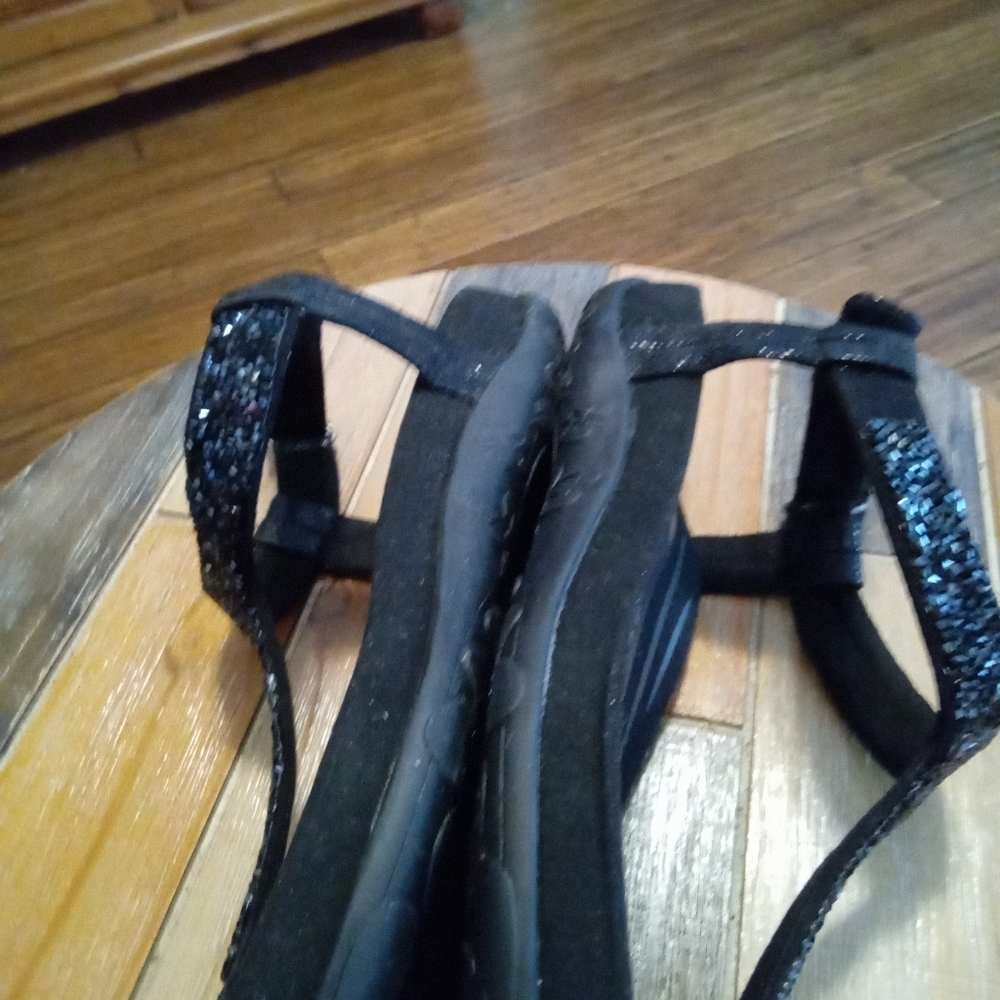 Aetrex Jade Sparkle Women's Black Thong Sandals Size 10 - Picture 15 of 16